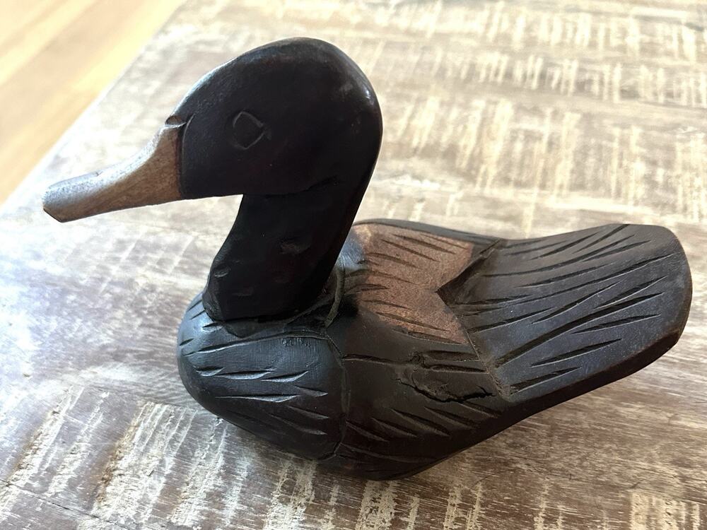 Hand Carved Vintage Solid Wood Duck Decoy Sculpture Decor Duck